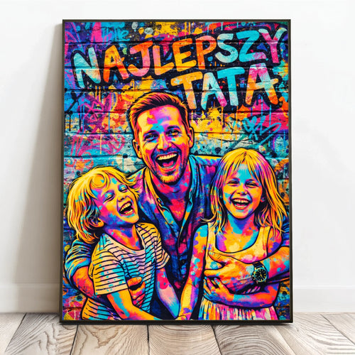 Personalizowany plakat street art dla taty z efektem graffiti na ścianę, format 40x60 cm – Motiv 2