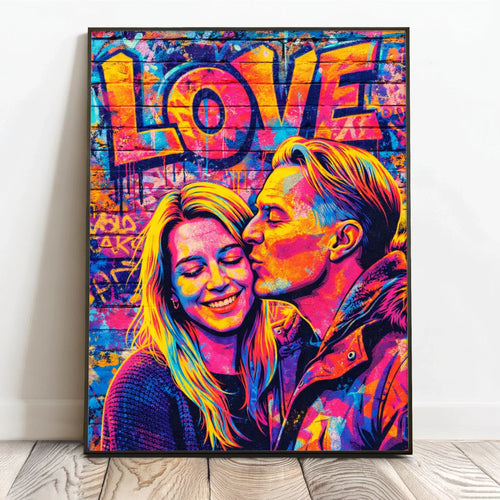 Personalizowany plakat street art dla par w stylu graffiti, format 40x60 cm – Motiv 2
