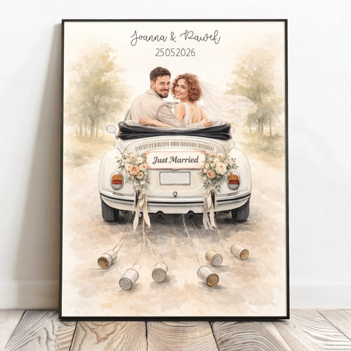Spersonalizowany plakat ślubny Najpiękniejszy dzień z akwarelowym efektem dla pary, wymiary 40x60 cm – Motiv 2