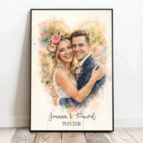 Personalizowany plakat Razem z akwarelowym efektem dla par – wersja 40x60 cm