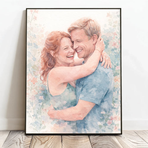 Personalizowany plakat dla par Delikatna akwarela 40x60 cm – druk w stylu akwateli – Motiv 2