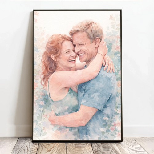 Personalizowany plakat dla par Delikatna akwarela 40x60 cm – druk w stylu akwateli