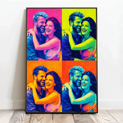 Personalizowany plakat Pop Art 40x60 cm z efektem sitodruku, portret w intensywnych kolorach pop-artu