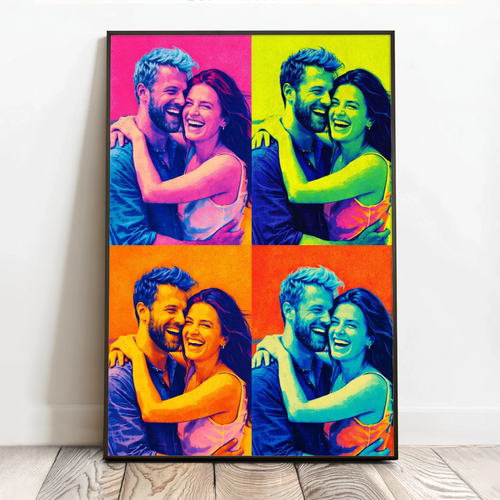 Personalizowany plakat Pop Art 40x60 cm z efektem sitodruku, portret w intensywnych kolorach pop-artu – Motiv 2