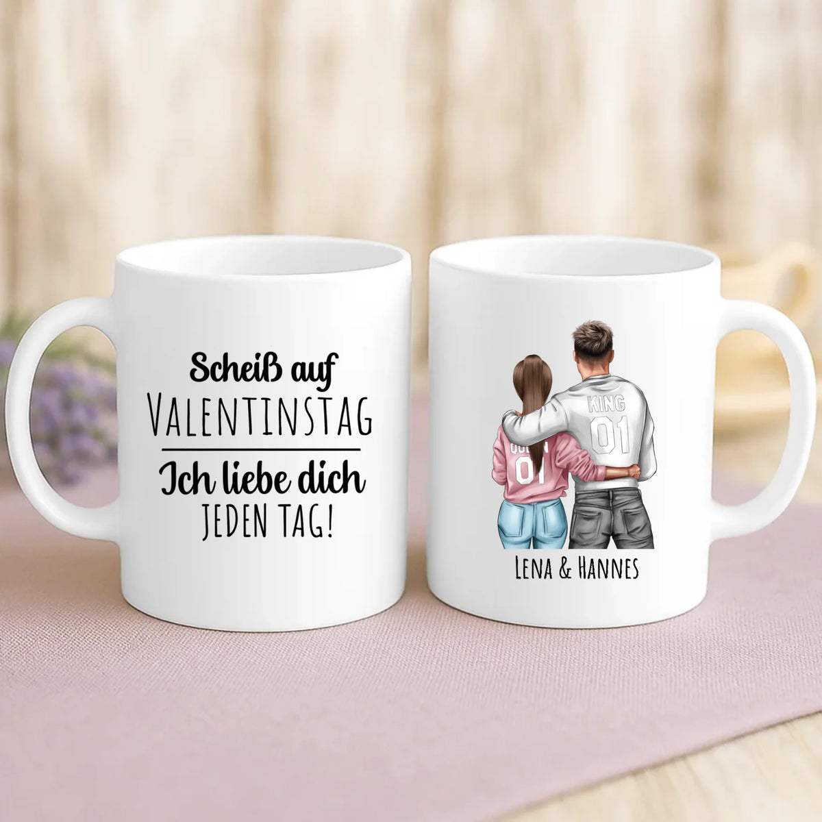Weiße Tasse mit personalisiertem Spruch und Namen – individuelle Geschenkidee von Love & Faith