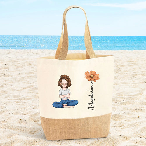 Personalizowana torba na plażę Letnie wibracje z solidnymi uchwytami w kontrastowych kolorach – Motiv 2
