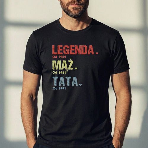 Personalizowany t-shirt z nadrukiem Legenda, Mąż, Tata i Dziadek – prezent dla Taty