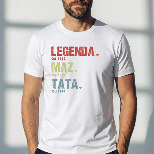 Personalizowany t-shirt z nadrukiem Legenda, Mąż, Tata i Dziadek – prezent dla Taty – Motiv 2