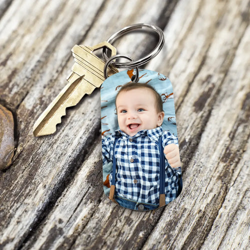 Personalizowany brelok do kluczy Mój tata ze szczotkowanej stali nierdzewnej z nadrukiem – Motiv 2