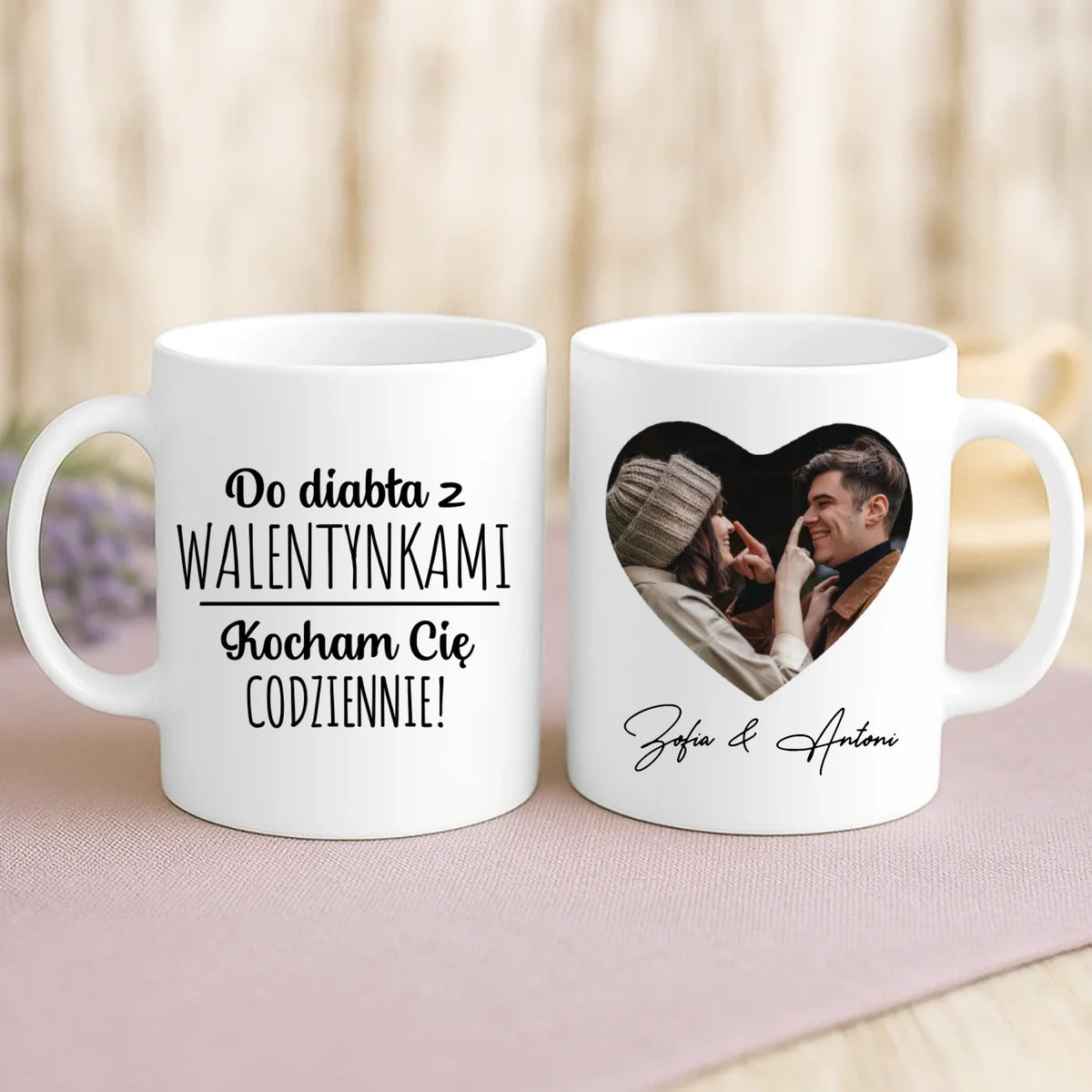 Weiße Tasse mit personalisiertem Spruch und Namen – individuelle Geschenkidee von Love & Faith
