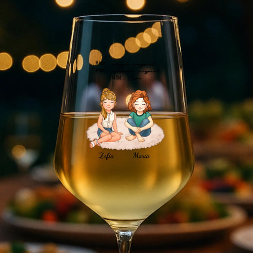 Personalizowany kieliszek do wina Za nas z nadrukiem dla przyjaciółek, pojemność 450 ml – Motiv 2