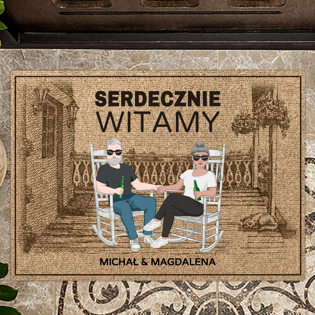 Personalizowana fußmatte dla par Serdecznie witamy 70x50 cm z wlanym designem