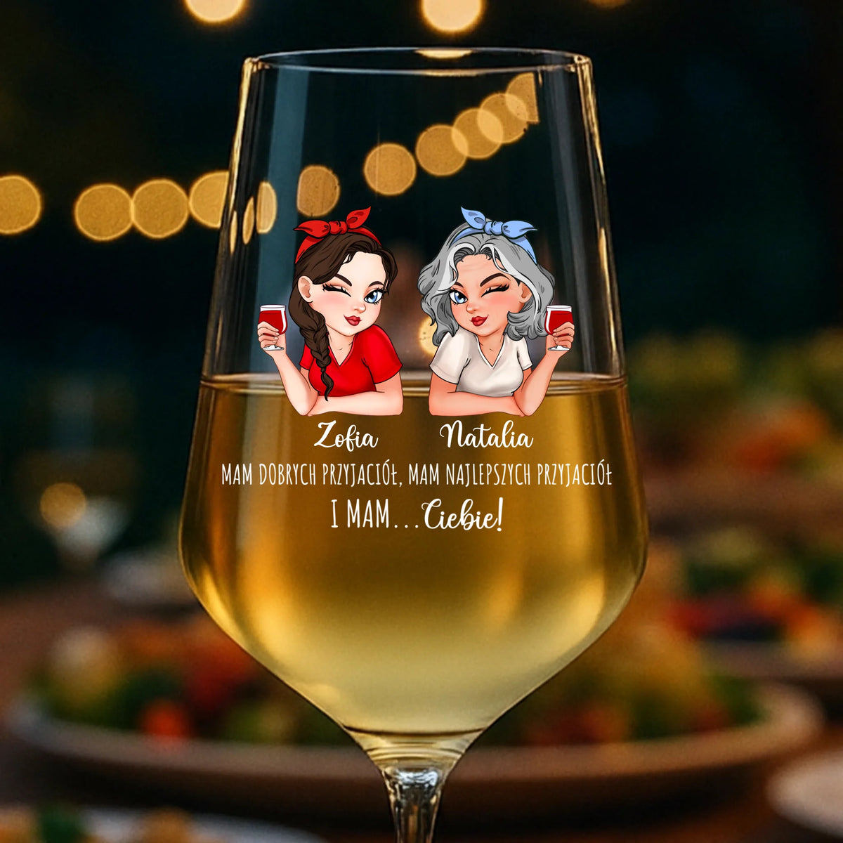 Personalizowany kieliszek na letnie napoje z nadrukiem imienia dla przyjaciółki, pojemność 450 ml, idealne na BBQ i wakacje