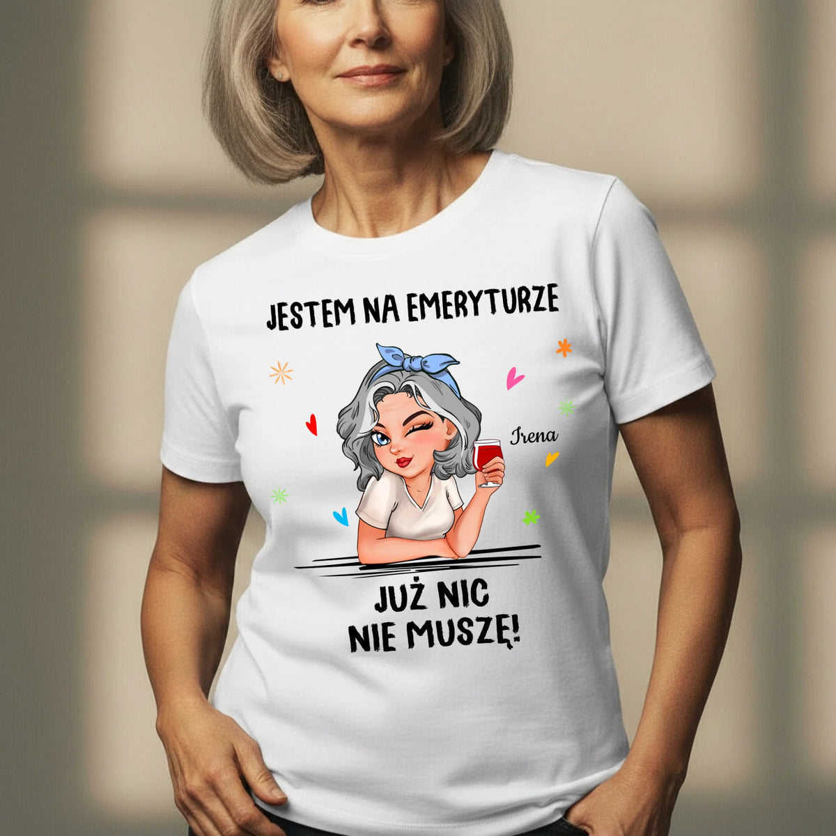 Personalizowany T-shirt dla emeryta z nadrukiem, bawełna, prezent na emeryturę
