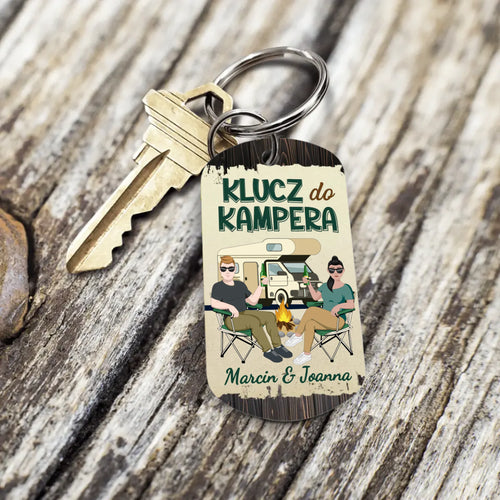 Personalizowany brelok do kluczy ze stalową obudową, obustronny nadruk ze zdjęciem i imieniem – Motiv 2