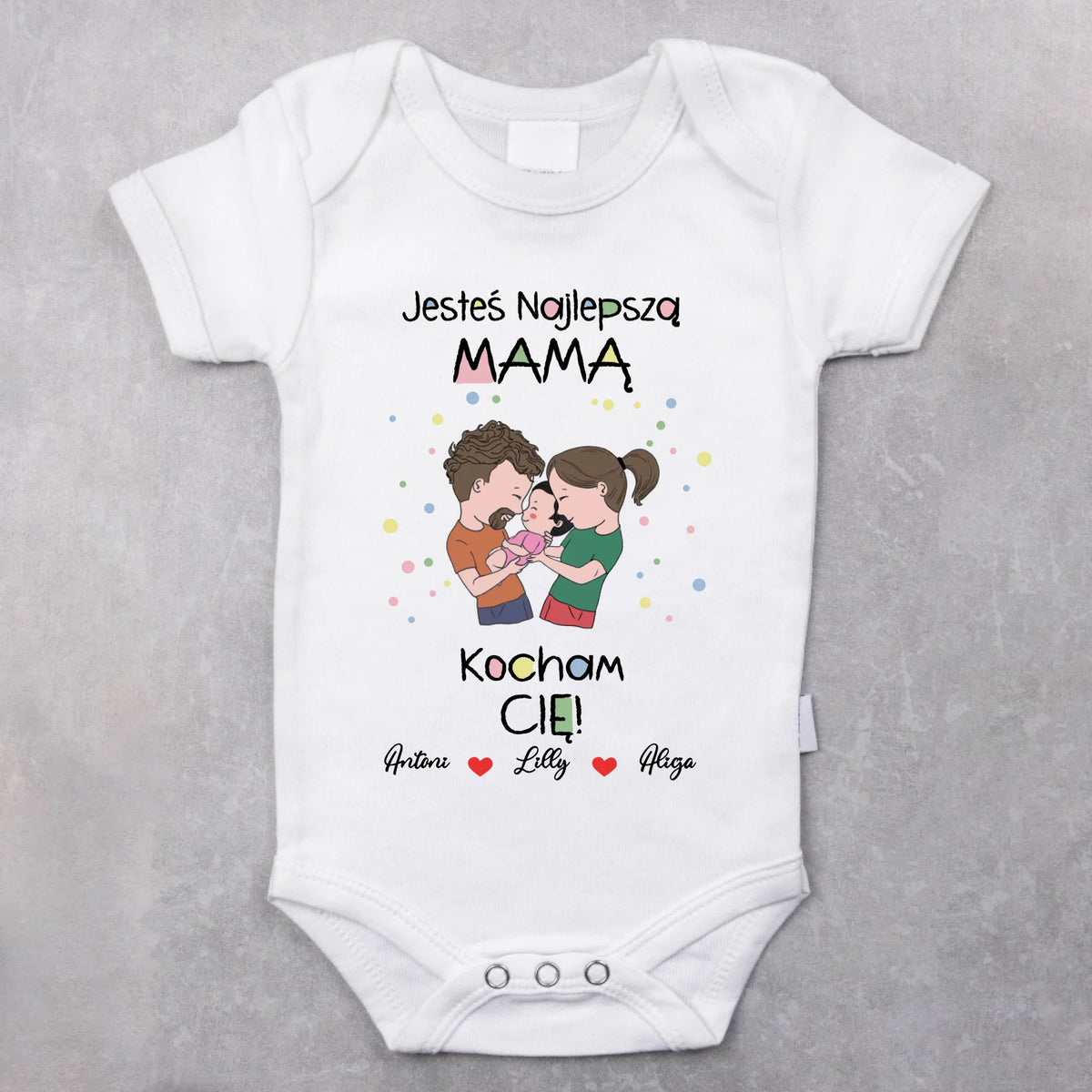 Babybody Dzień Matki z nadrukiem dla niemowlaka, personalizowalne z imieniem