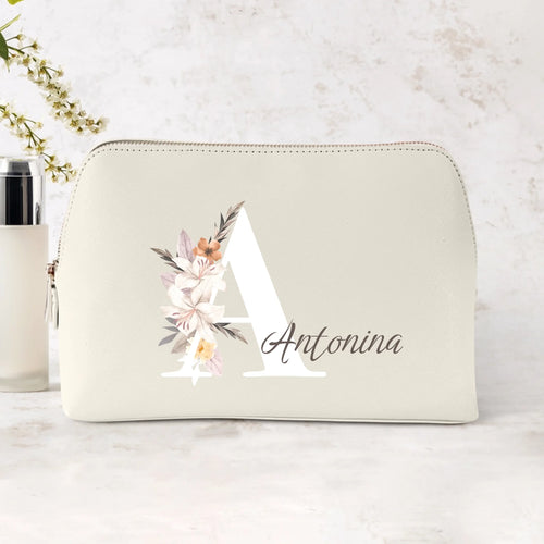 Kosmetyczka ze skóry PU z personalizowanymi inicjałami, elegancki dodatek do pielęgnacji na co dzień