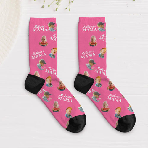 Skarpety personalizowane ze zdjęciem rodziny, idealne jako prezent dla mamy i taty – Motiv 2
