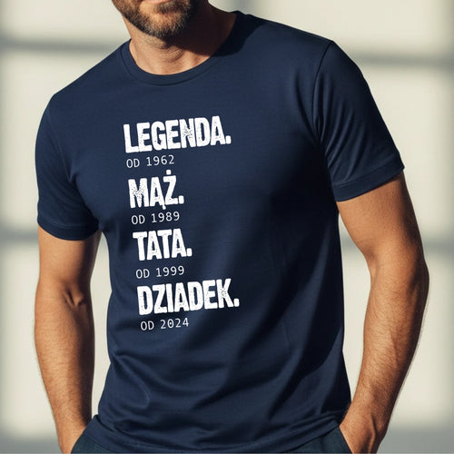 Personalizowana koszulka dla taty Legenda z nadrukiem imienia i motywu na Dzień Ojca, 100% bawełna – Motiv 2